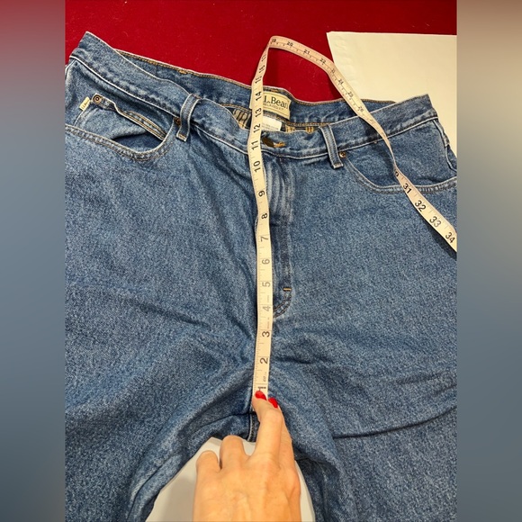 L.L. Bean plaid flannel lined Blue JEANS,  warm Denim Relaxed Fit, mens size 40 - Picture 16 of 16